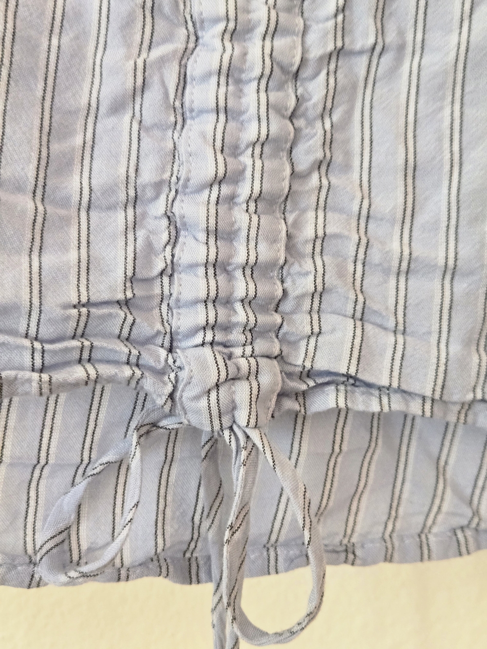 Express Blue Striped Ruched Drawstring Button Front Blouse - Picture 5 of 5